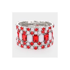 Elegant Red and Silver Gemstone Bracelet